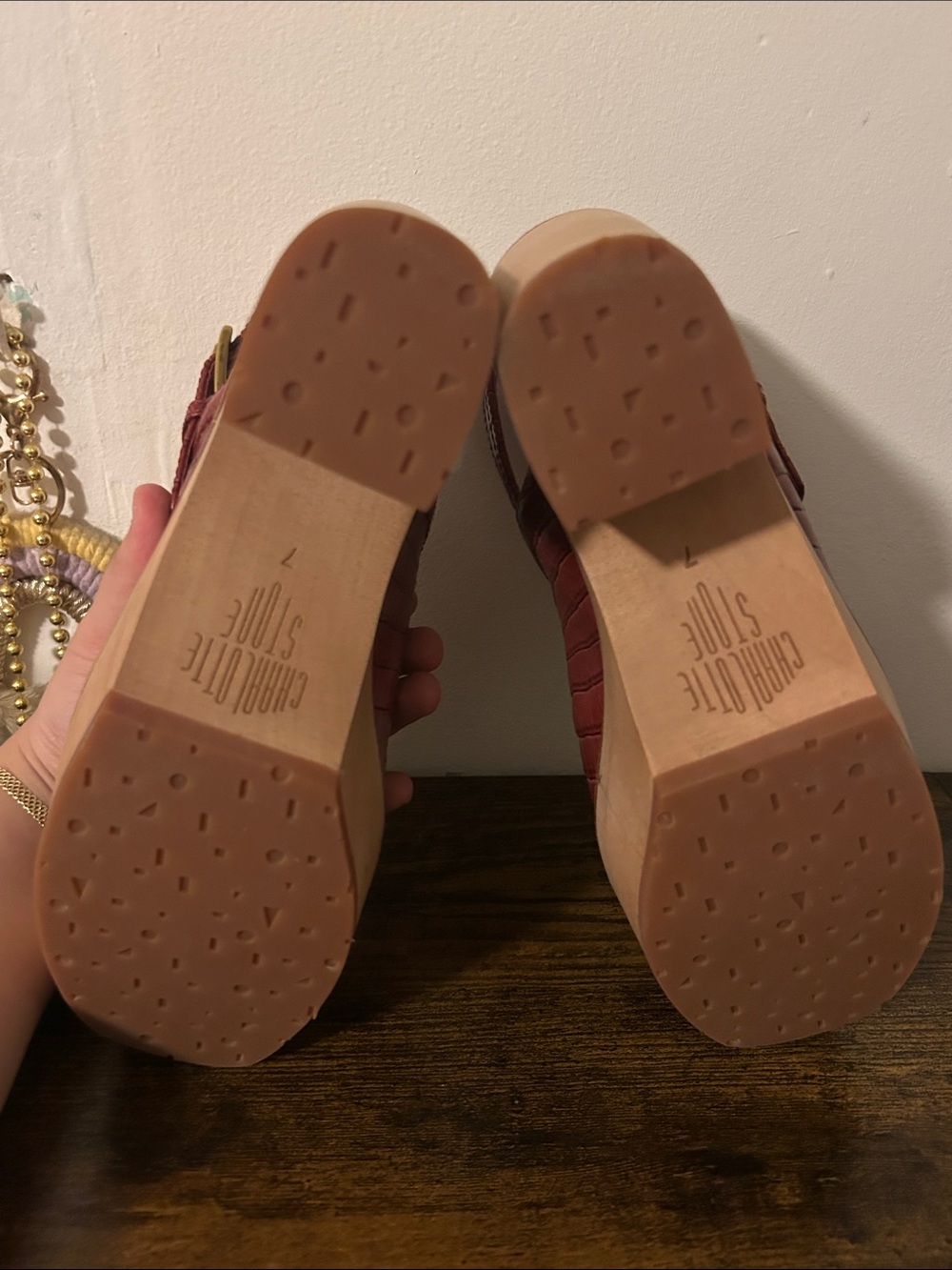 Charlotte Stone Red Croc-Embossed Slingback Clogs - Picture 6 of 7